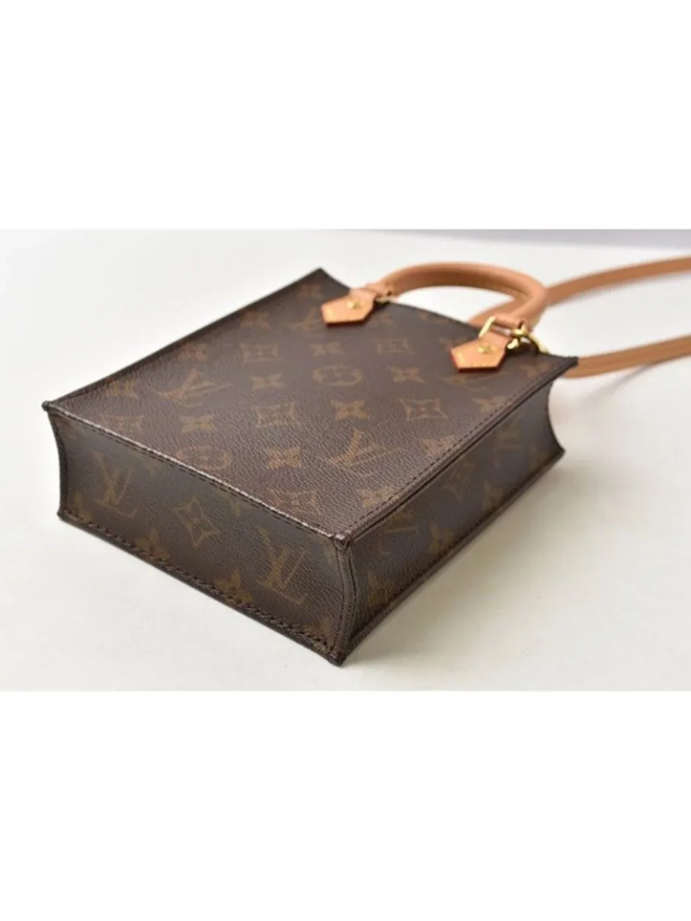 Louis Vuitton Monogram Petit Sac Plat 2-Way Shoulder Bag Brown